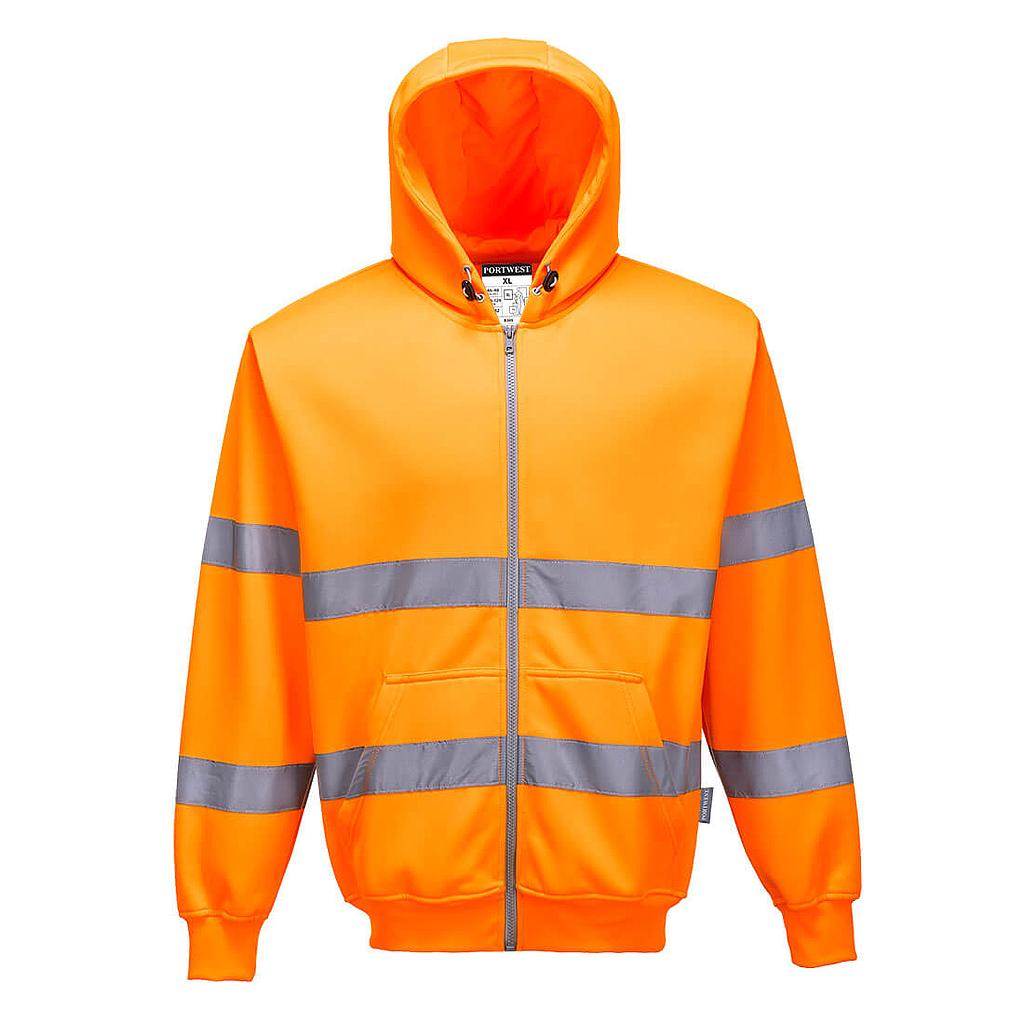 SUDADERA CON CAPUCHA Y CREMALLERA DE ALTA VISIBILIDAD